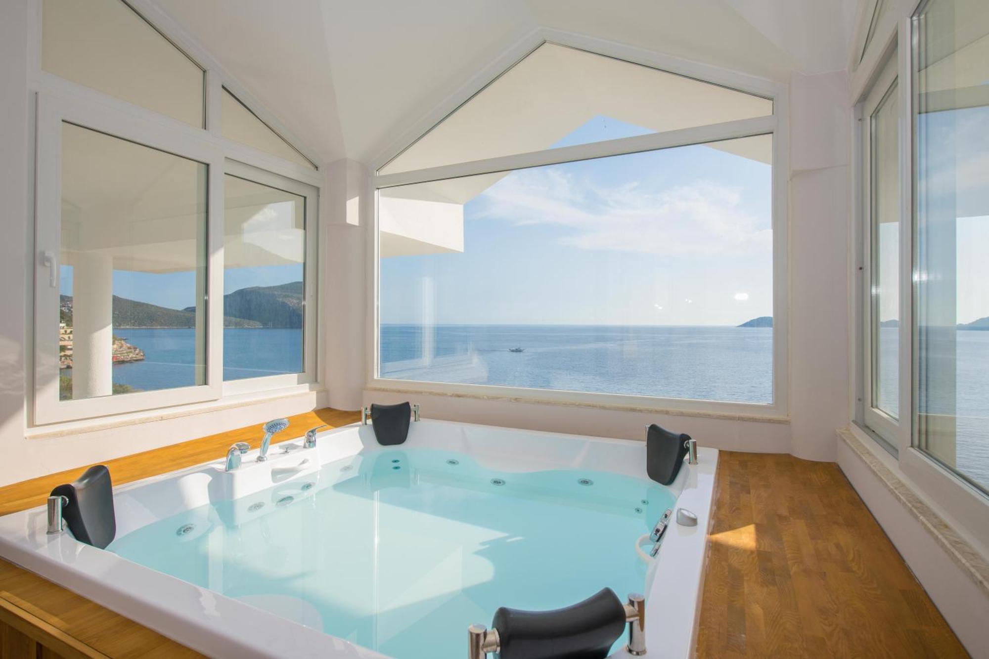 Beachfront White Villa With Private Swimming Pool Kalkan Eksteriør billede